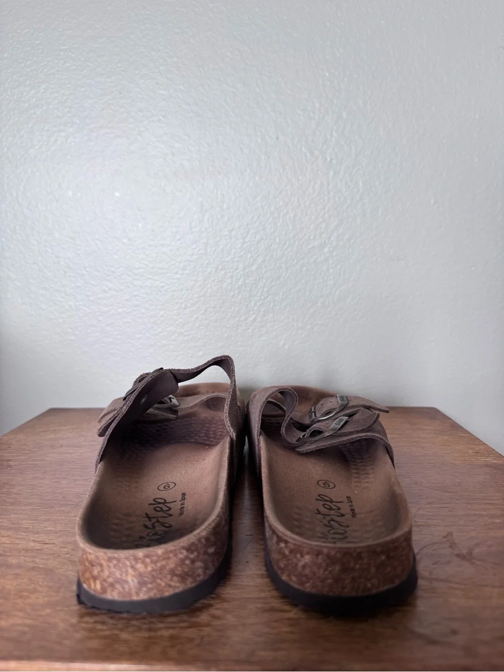 BioStep Brown Suede Leather Slide On Sandals Size 9